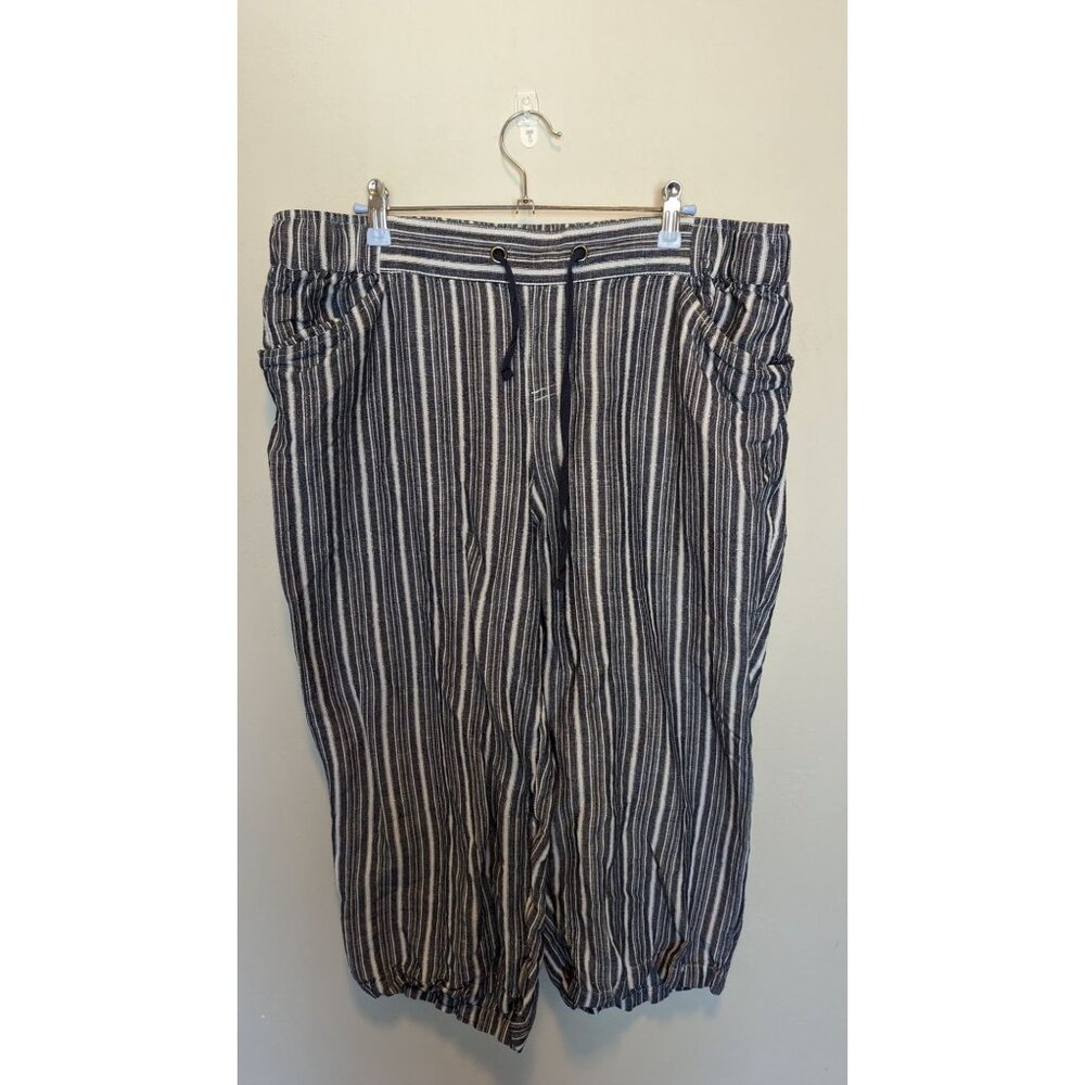 Lane Bryant Striped Linen Blend Drawstring Pants Size 14